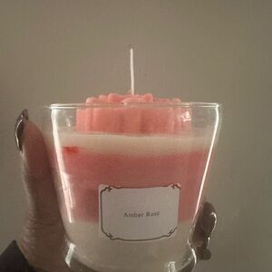 Amber Rose Pink and White Scented Candle